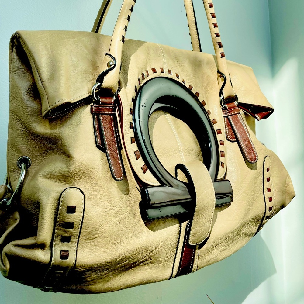 Vintage 90’s Tan & Chocolate Satchel Bag